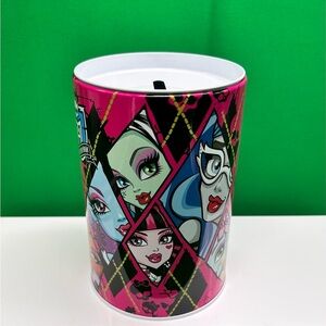 2012 Monster High Coin Piggy Bank Draculaura Frankie Tin Removable Lid New
